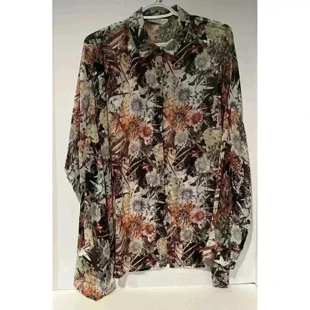 VTG Style Whimsical Grunge Floral Sheer Blouse M